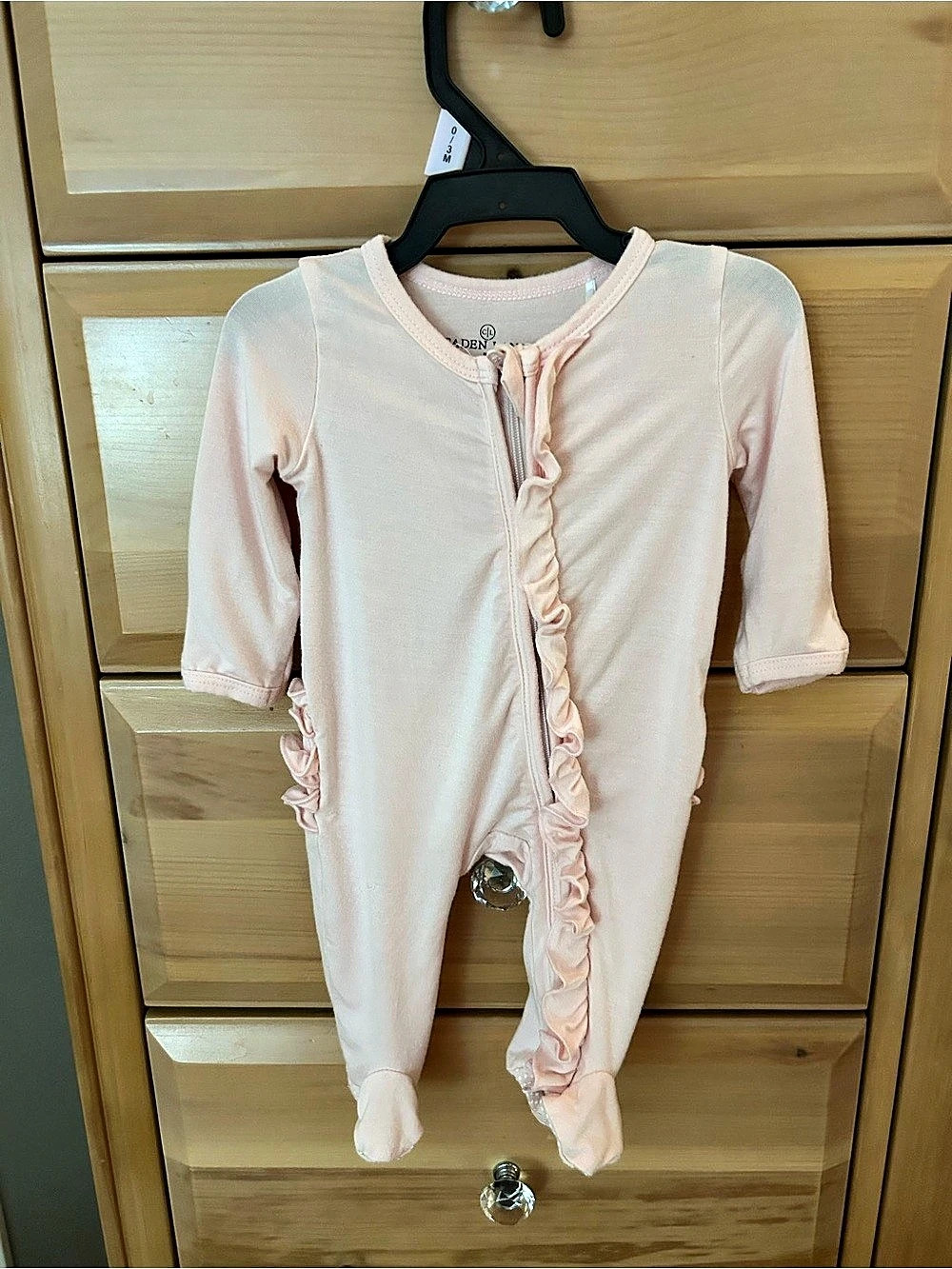 Caden Lane Bamboo Ruffle Zipper Footie Pink